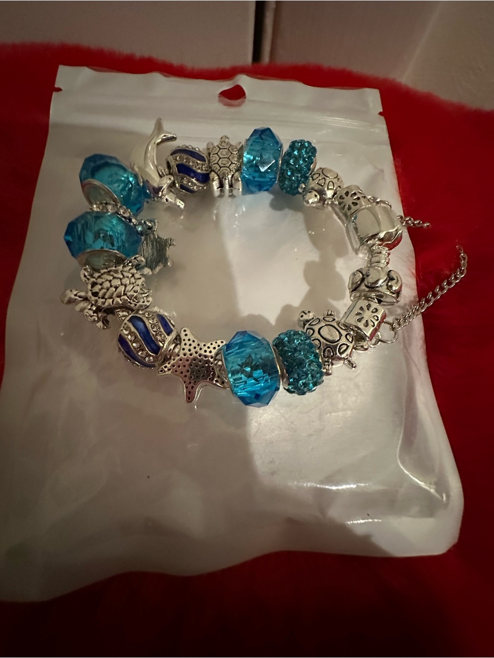 Silver-Tone Blue Crystal Charm Bracelet & Earrings Set - Picture 4 of 5